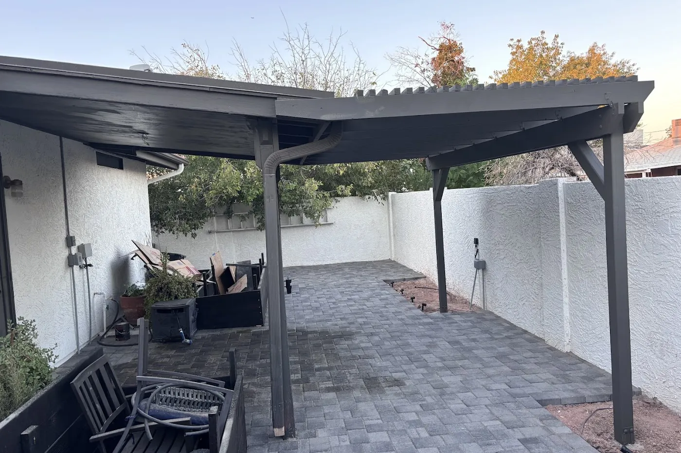 Concrete walkway and pathway through a desert yard